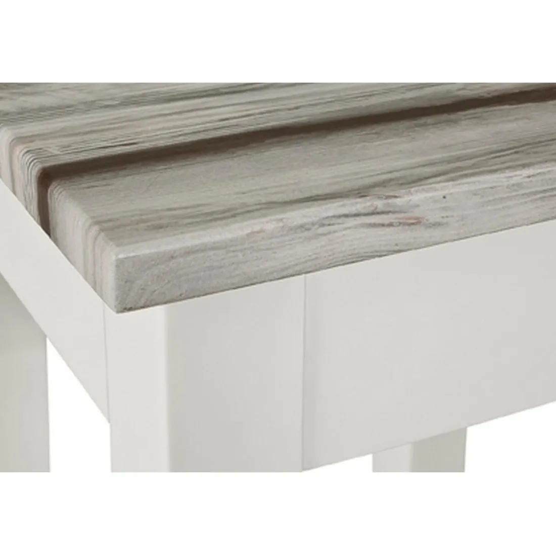 Table d'appoint blanc plateau en décor pin