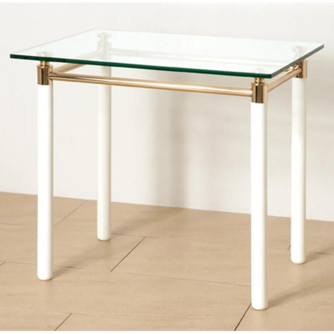 Table d'appoint blanche plateau verre trempé 10 mm