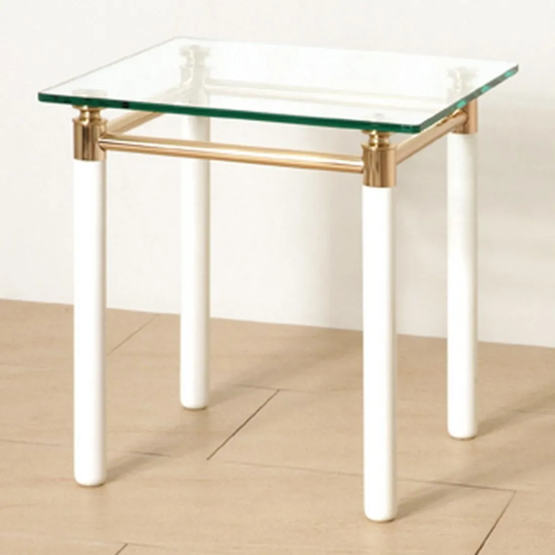 Table d'appoint carré blanche plateau verre trempé 10 mm