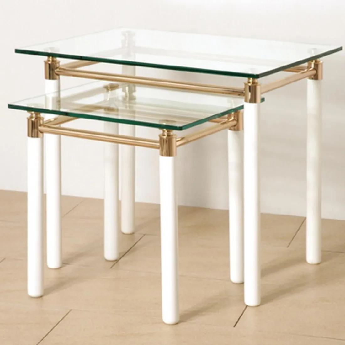 Table d'appoint carré blanche plateau verre trempé 10 mm