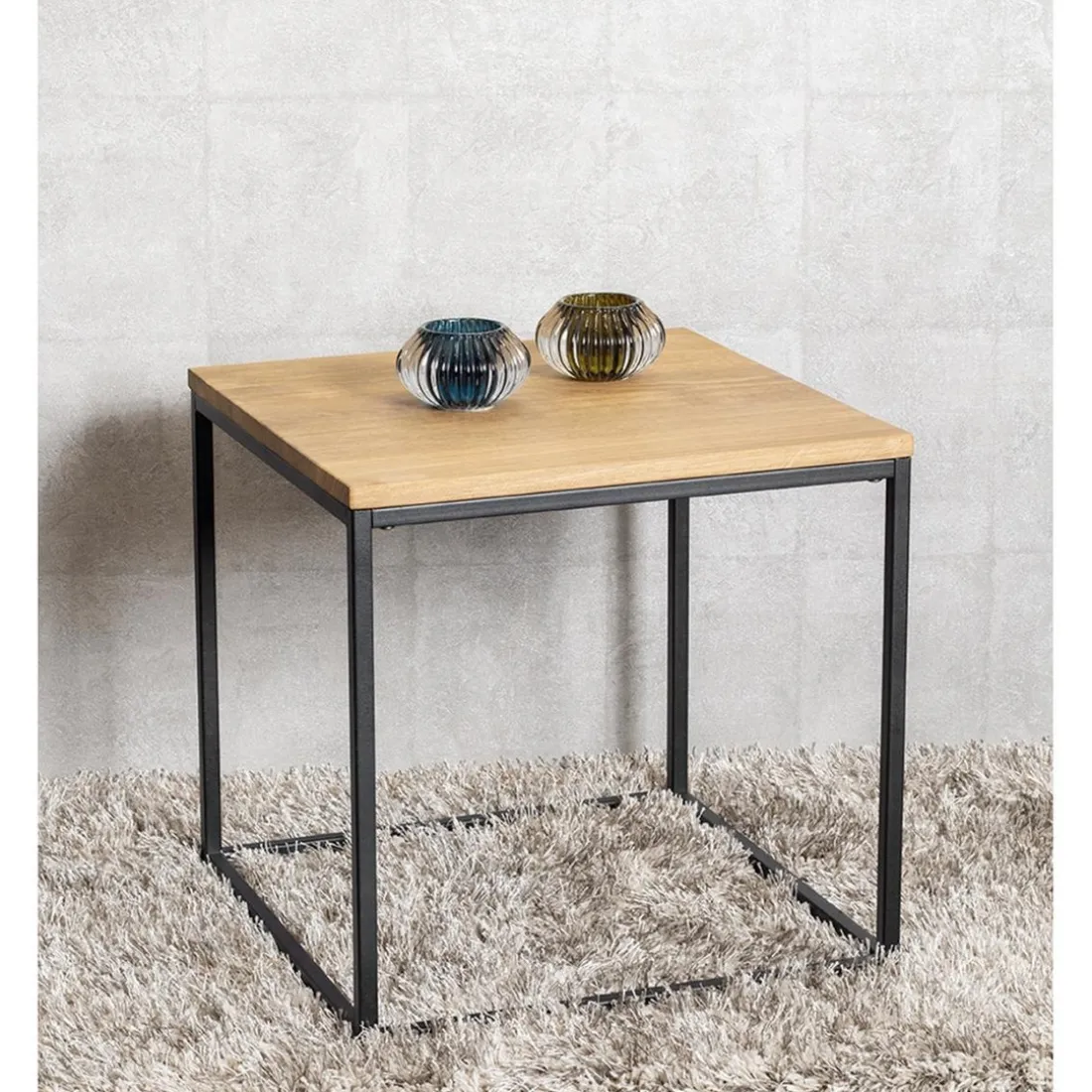Table d'appoint carré plateau chène