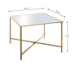 Table d'appoint carrée plateau miroir