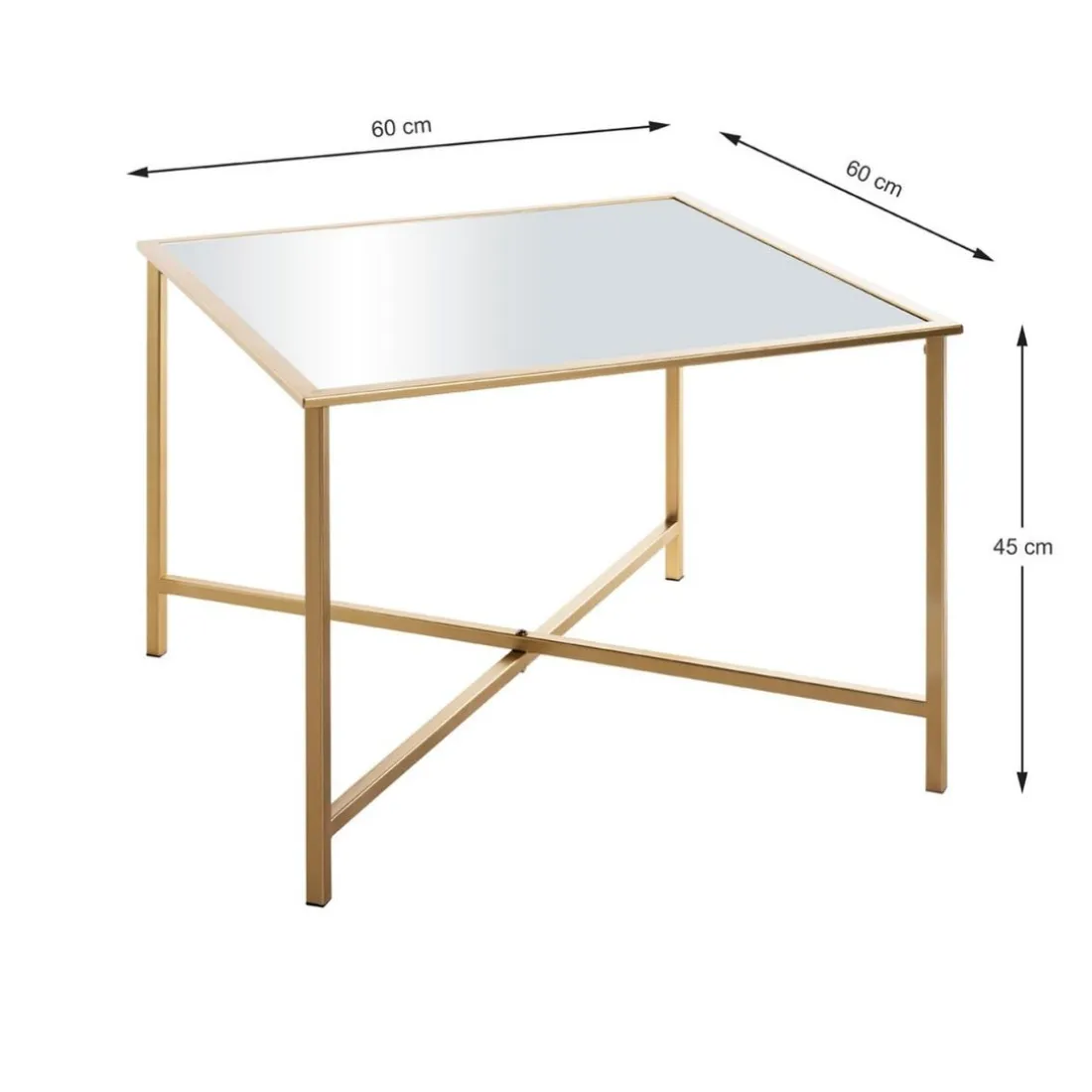 Table d'appoint carrée plateau miroir