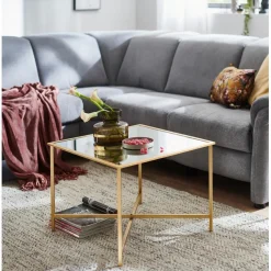 Table d'appoint carrée plateau miroir
