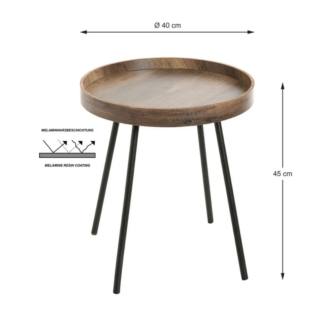 Table d'appoint décor chêne foncé
