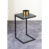Table d'appoint design en métal plateau décor noir