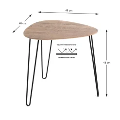 Table d'appoint design pieds en métal et plateau décor chêne