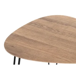 Table d'appoint design pieds en métal et plateau décor chêne