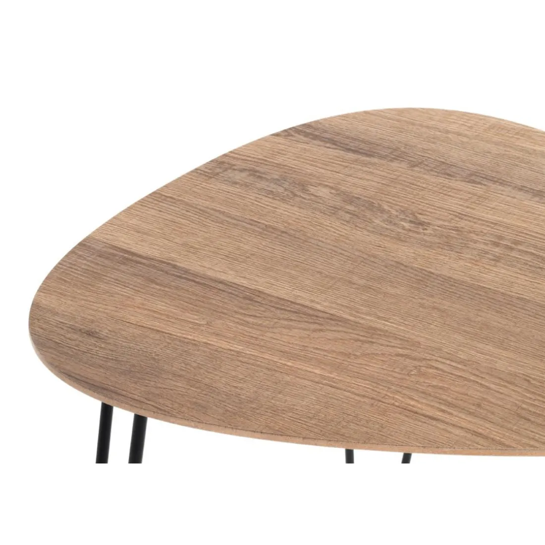 Table d'appoint design pieds en métal et plateau décor chêne