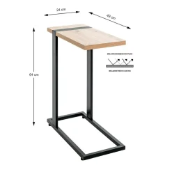 Table d'appoint design plateau décor chène