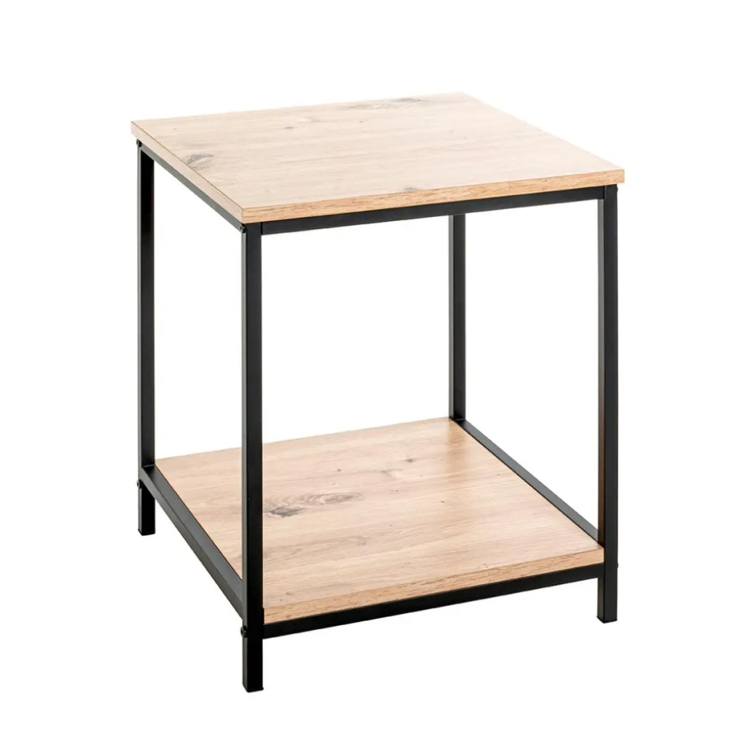 Table d'appoint deux niveaux plateaux décor chêne