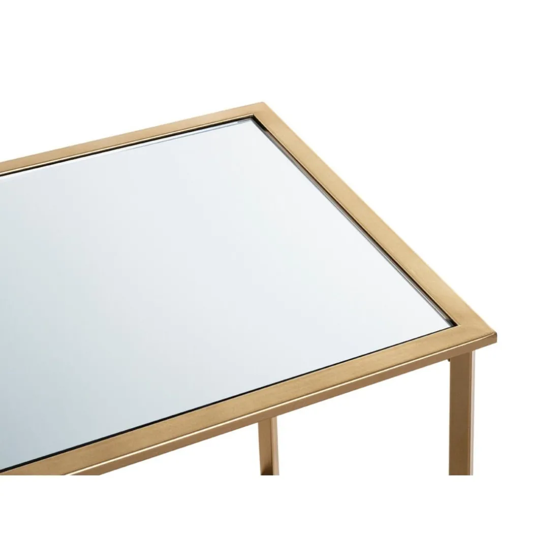 Table d'appoint Dorée en Métal laqué et plateau en miroir