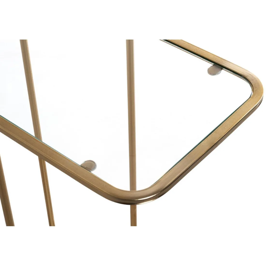 Table d'appoint Dorée en Métal laqué et plateau en Verre trempé