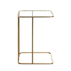 Table d'appoint Dorée en Métal laqué et plateau en Verre trempé