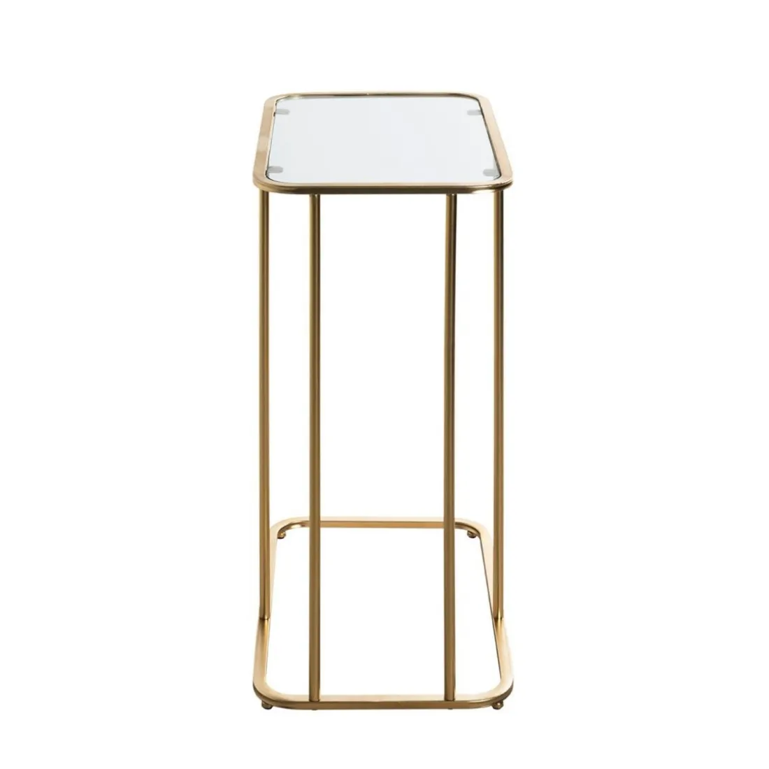 Table d'appoint Dorée en Métal laqué et plateau en Verre trempé