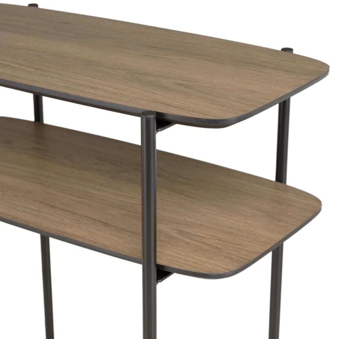 Table d'appoint double plateau couleur mocha pieds métal noir JULIA