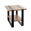 Table d'appoint double plateau en décor chène