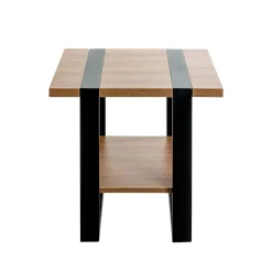 Table d'appoint double plateau en décor chène