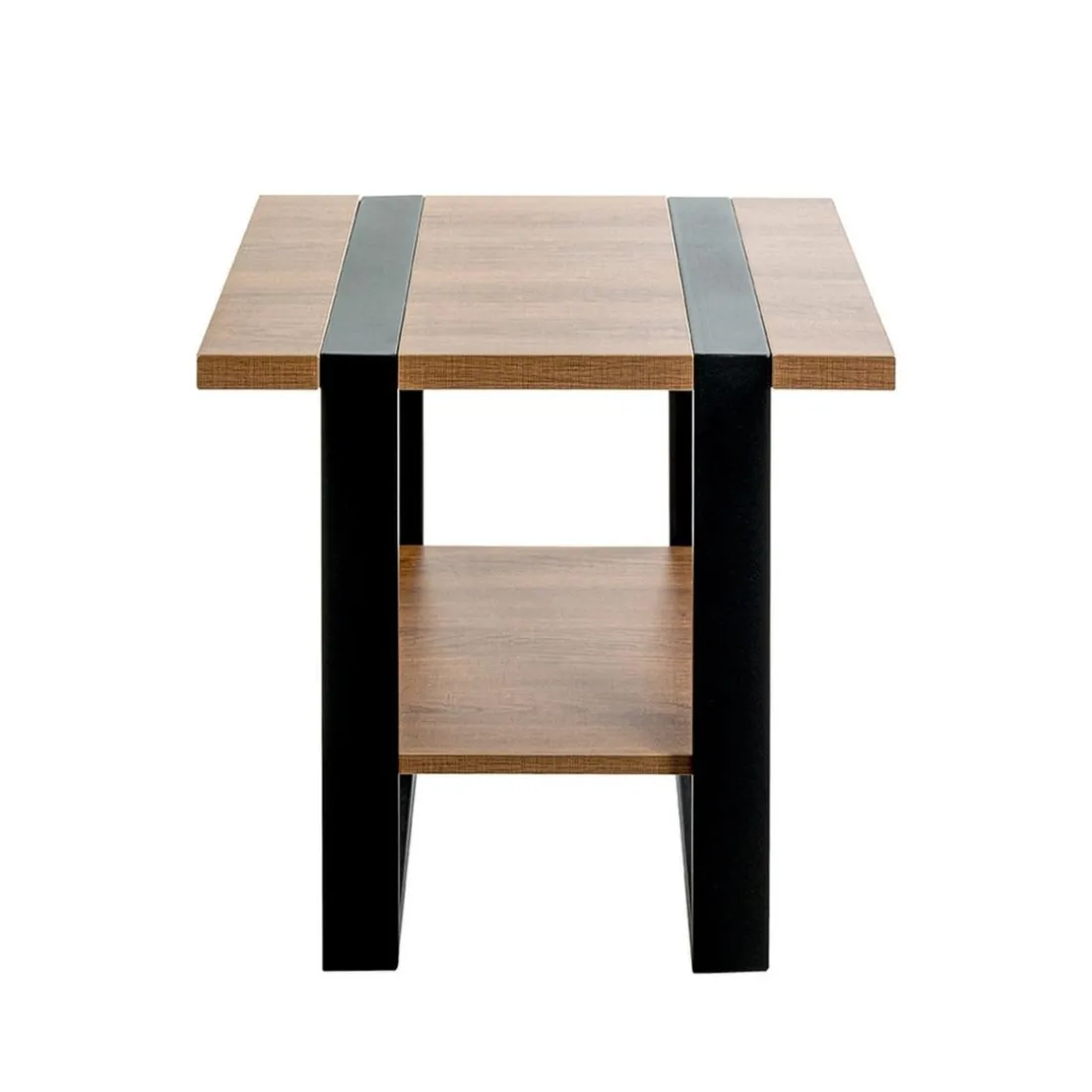 Table d'appoint double plateau en décor chène