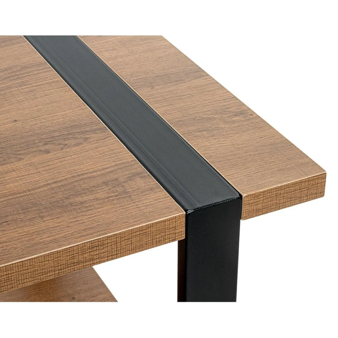 Table d'appoint double plateau en décor chène