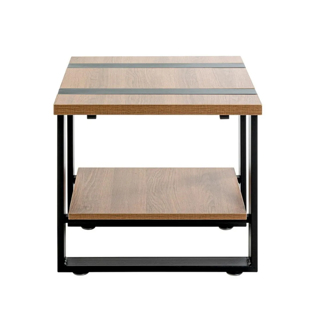 Table d'appoint double plateau en décor chène