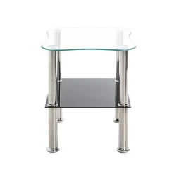 Table d'appoint double plateau en verre