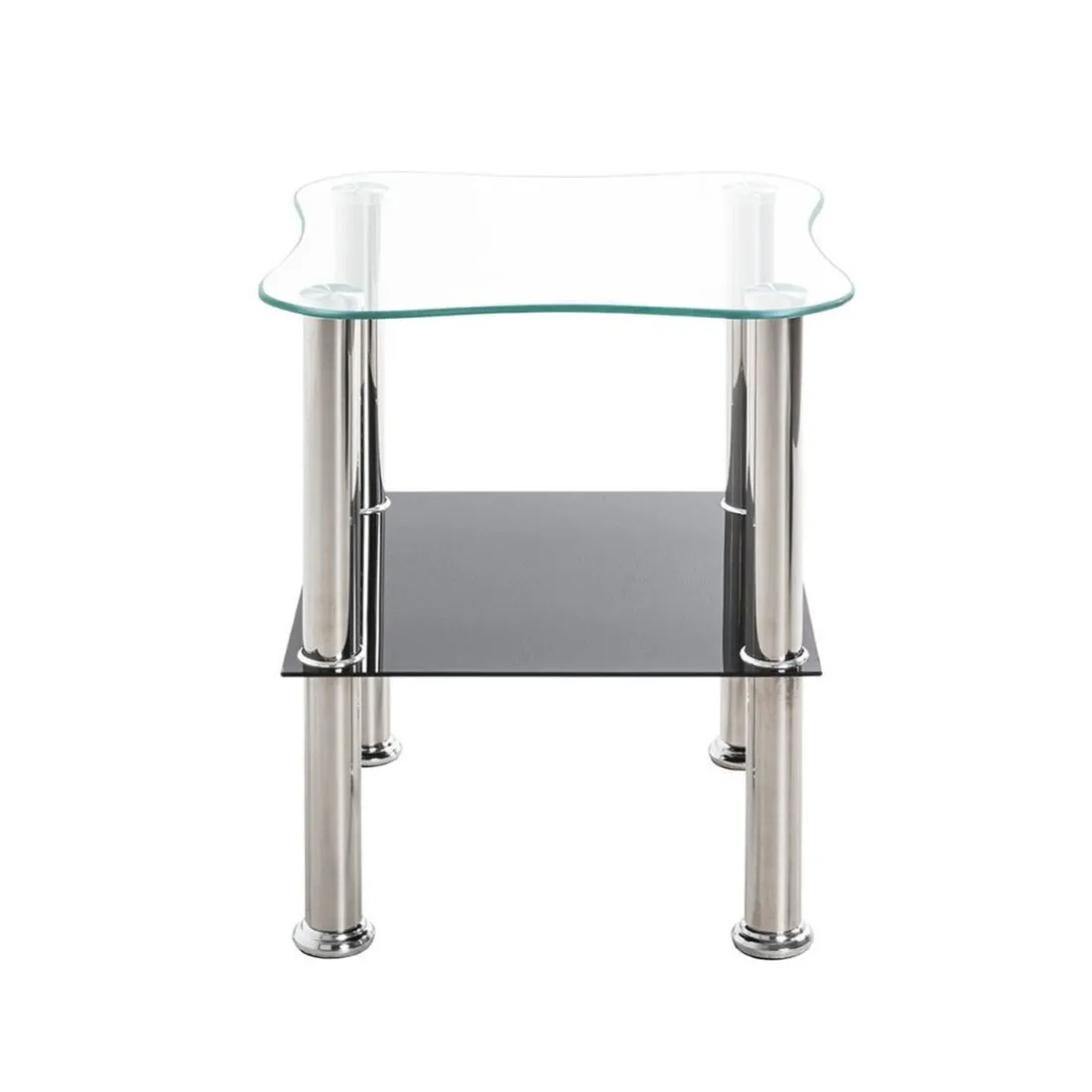 Table d'appoint double plateau en verre