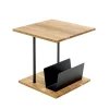 Table d'appoint en chène porte journeaux integré