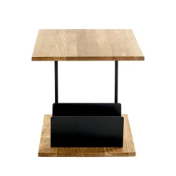 Table d'appoint en chène porte journeaux integré