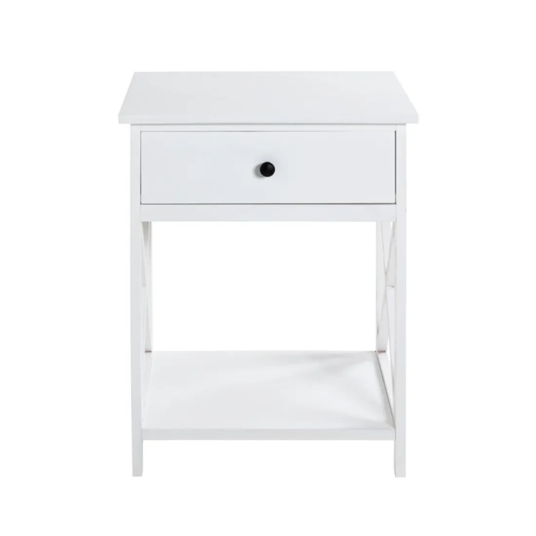 table d'appoint en MDF laqué blanc, avec 1 tiroir