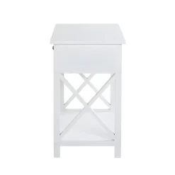 table d'appoint en MDF laqué blanc, avec 1 tiroir