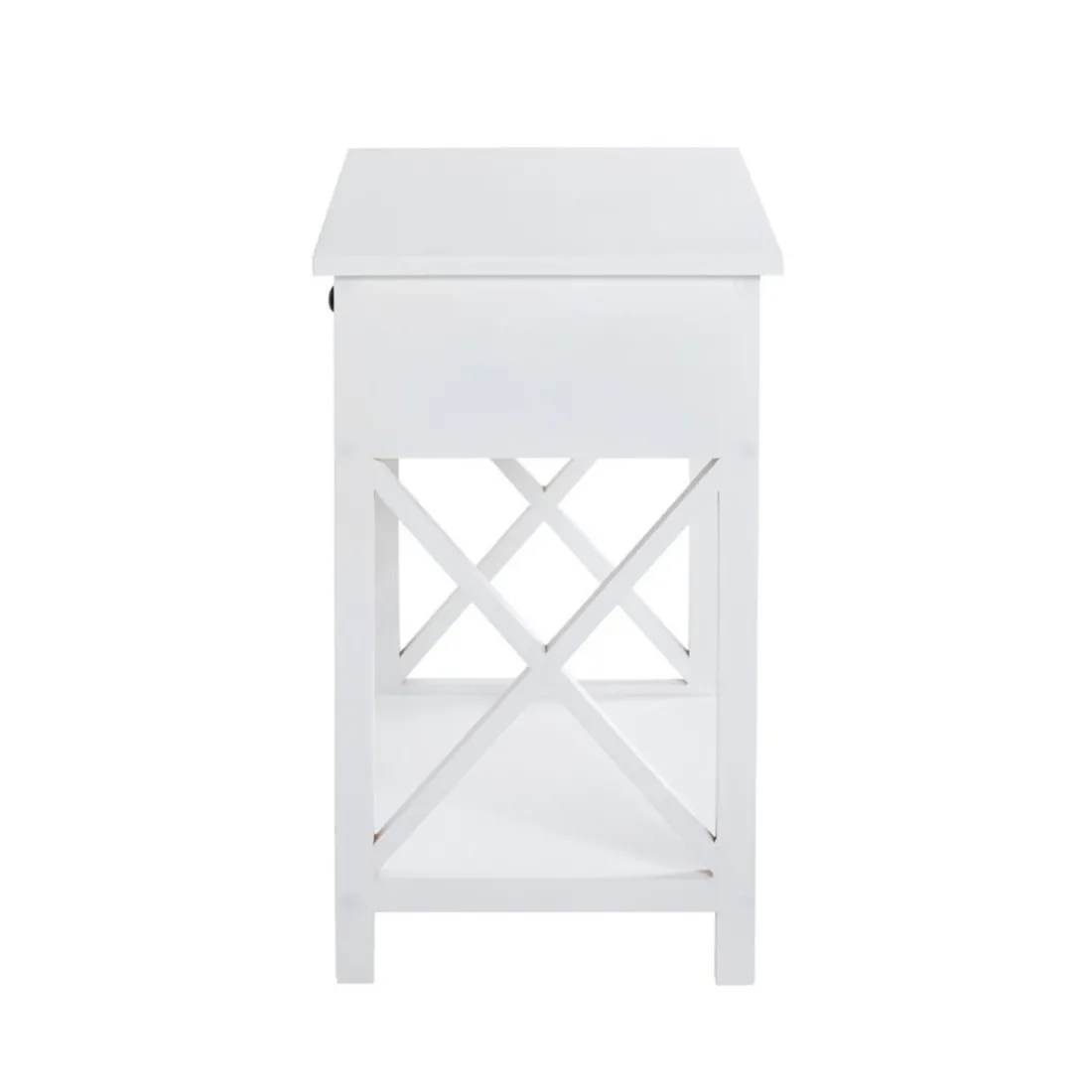 table d'appoint en MDF laqué blanc, avec 1 tiroir