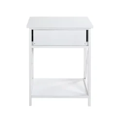 table d'appoint en MDF laqué blanc, avec 1 tiroir