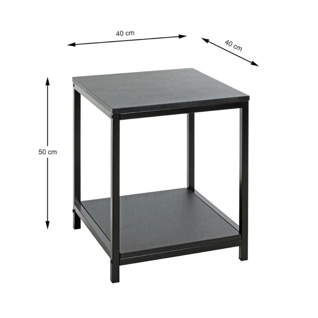 Table d'appoint en métal avec plateaux décor noir
