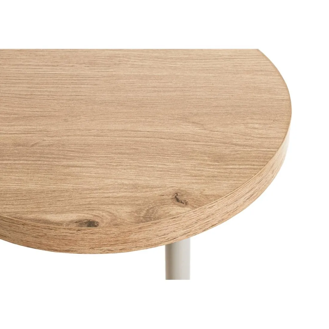 Table d'appoint en métal gris étagères décor chêne