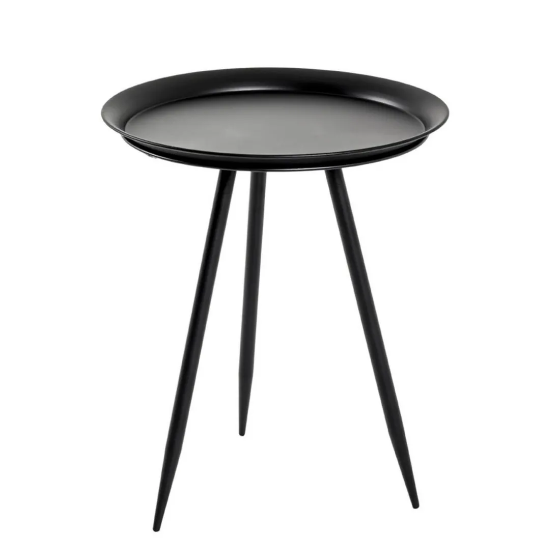 table d'appoint en métal laqué noir grand modèle