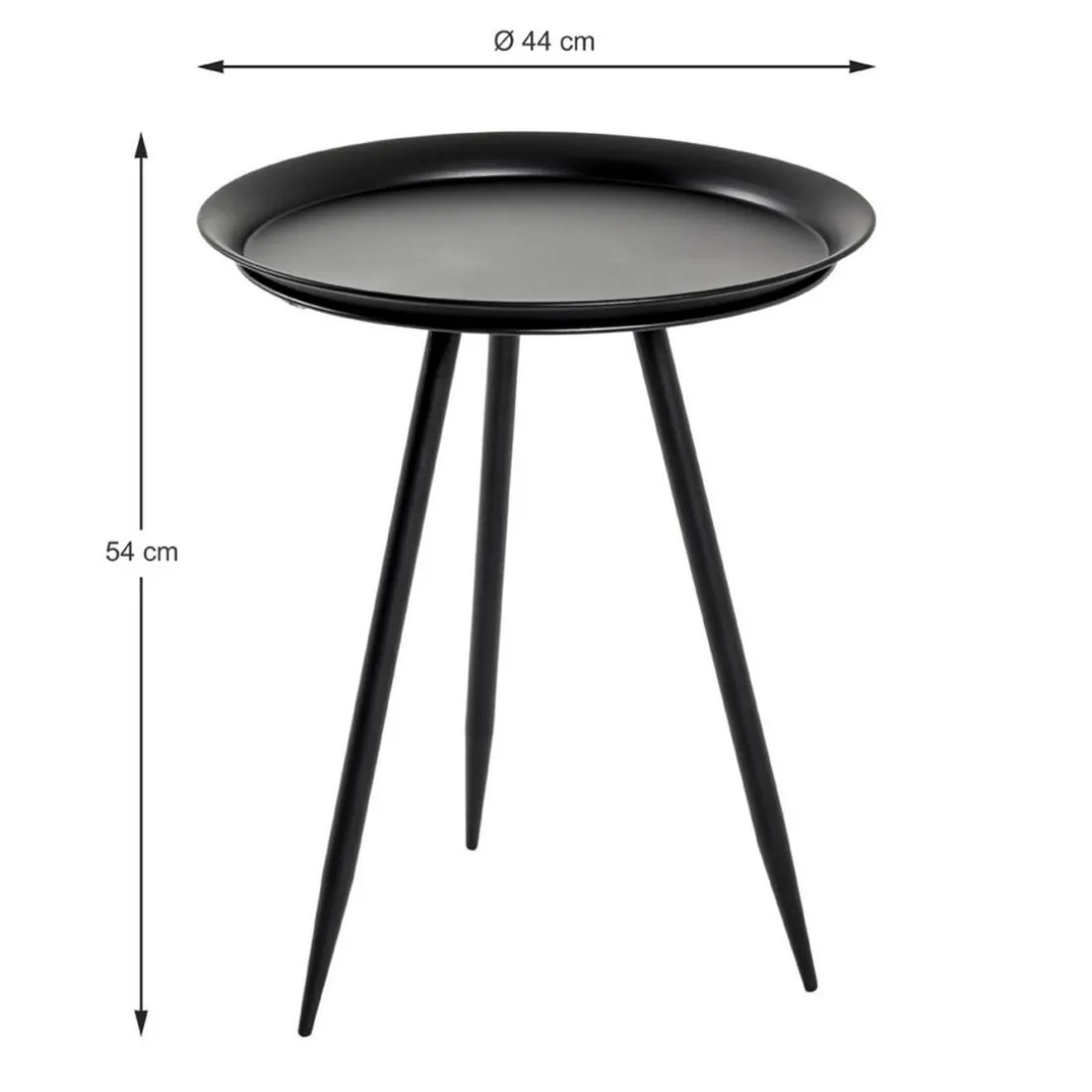 table d'appoint en métal laqué noir grand modèle