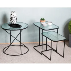 table d'appoint en métal laqué noir