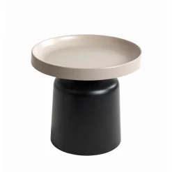 Table d'appoint en métal peint par poudrage en noir tablette en gris cachemire