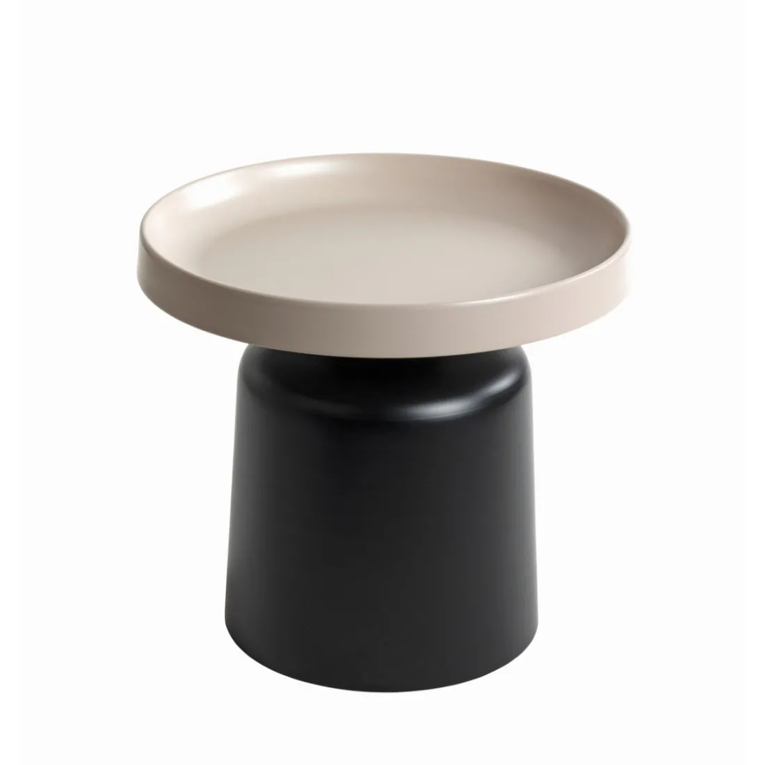Table d'appoint en métal peint par poudrage en noir tablette en gris cachemire