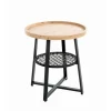 Table d’appoint en noir, plateau en MDF décor chêne