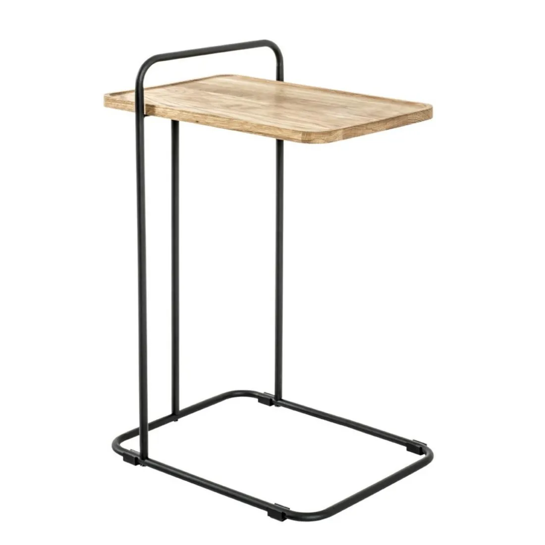 table d'appoint en structure en tube d'acier laqué noir,