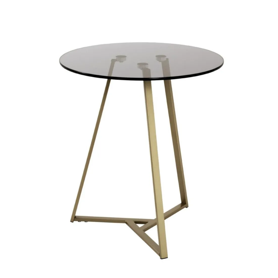 Table d'appoint en tube d'Acier doré et plateau en Verre trempé Gris