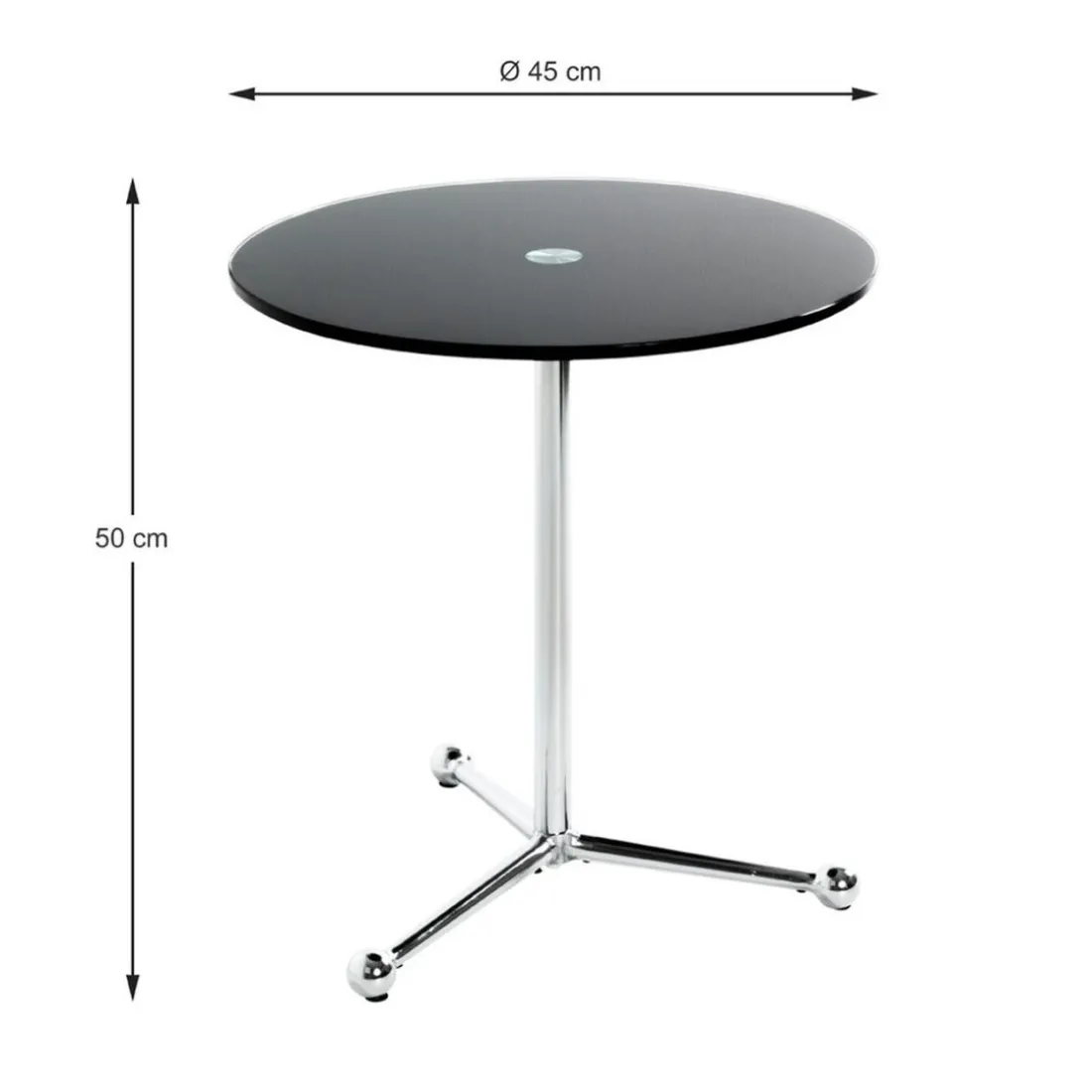 table d'appoint en tube d'acier chromé