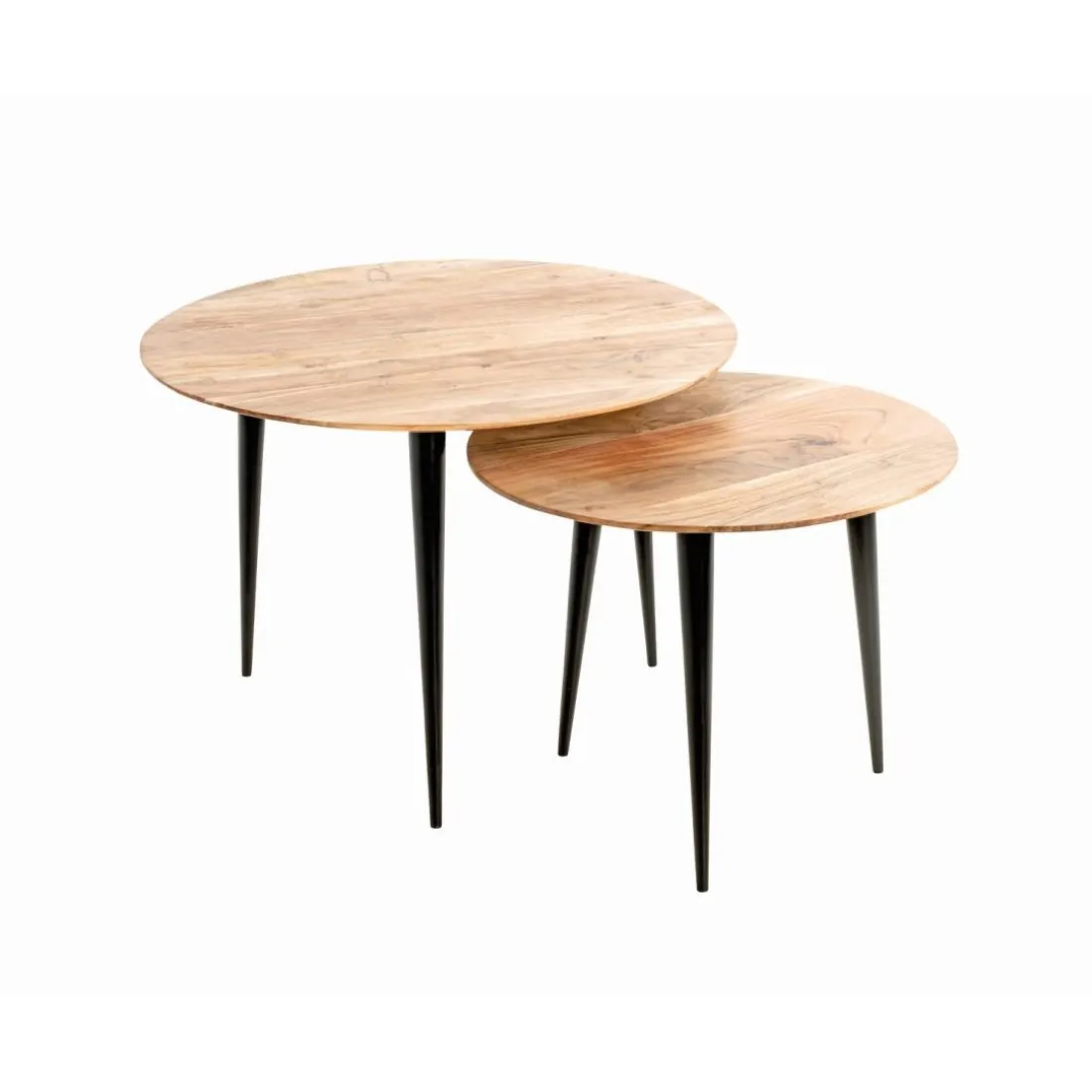 Table d'appoint en tube d'acier plateau en bois massif