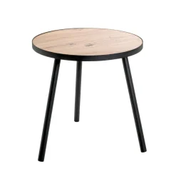 table d'appoint grand modèle en métal laqué noir décor chêne