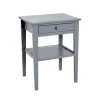 Table d'appoint Gris avec 1 tiroir et plateau supplémentaire en Bois massif laqué