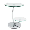 table d'appoint inox et verre trempé 2 niveaux