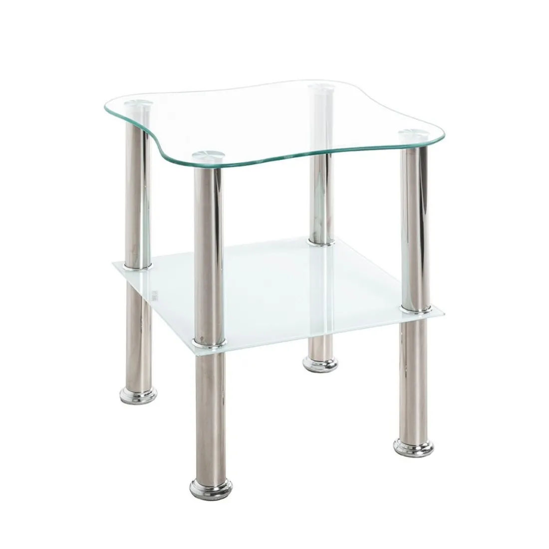 table d'appoint inox et verre trempé