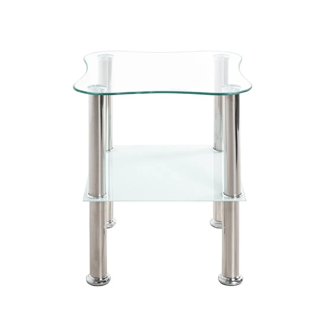 table d'appoint inox et verre trempé